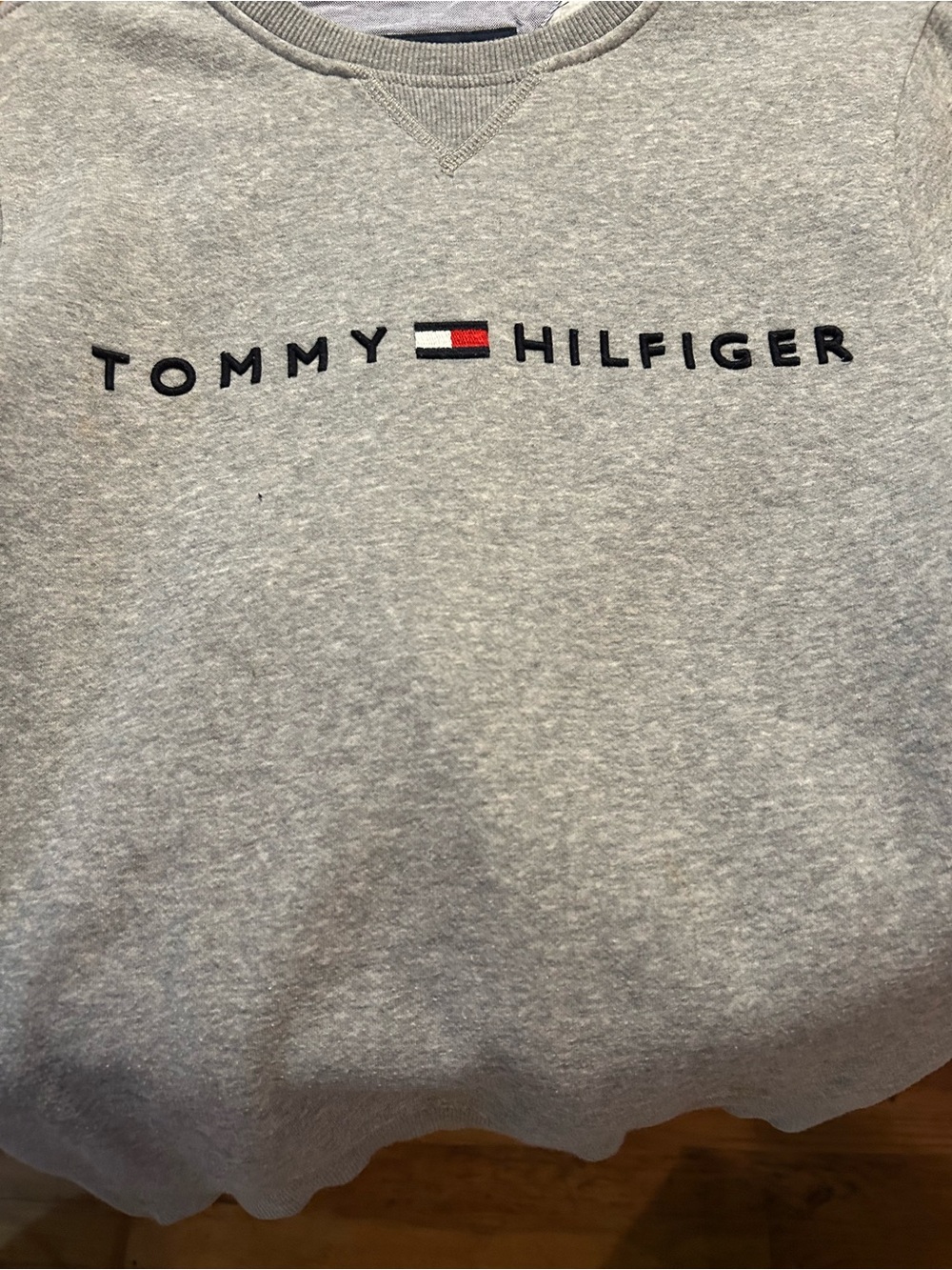 Tommy Hilfiger Light Grey Logo Sweatshirt with Flag Detail